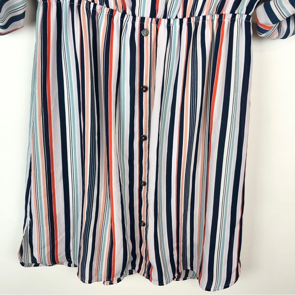 DR2 Long Sleeve Button Down Vertical Striped Dress - Picture 7 of 11